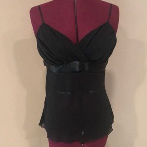 Black Sheer Adjustable Fancy Sexy Tank Top Bow